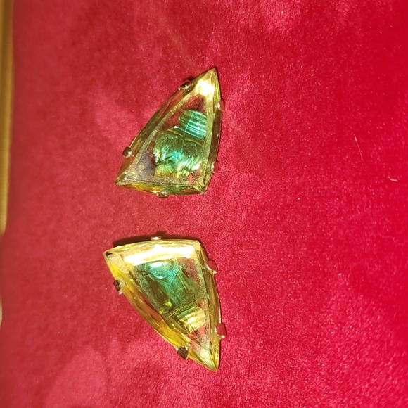 Vintage - 30s 40s Glass Clip On Earrings